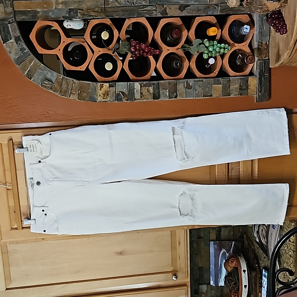 Abercrombie & Fitch The 90s Straight Ultra High Rise Jeans Distressed White NWT - Picture 1 of 4